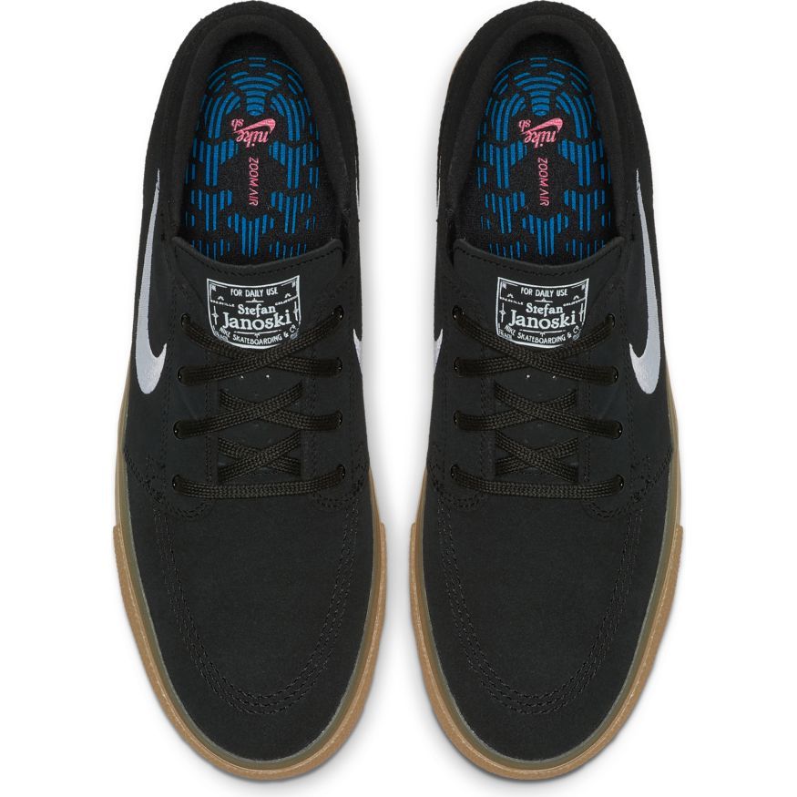 Nike SB Zoom Janoski RM Skateboard Shoe - Black/White - Black - Gum Light Brown