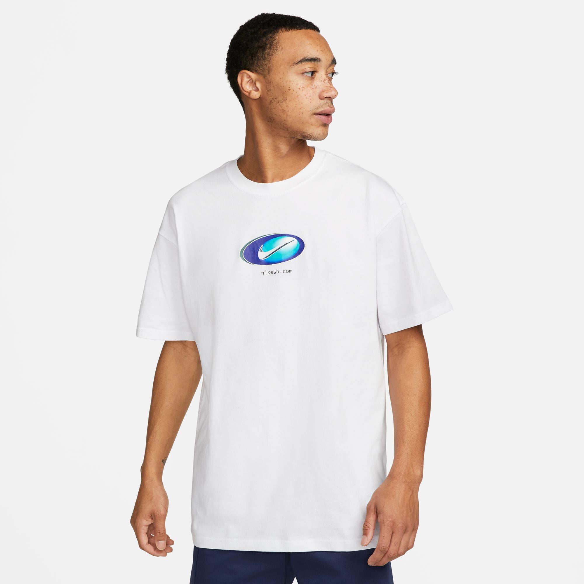 White Y2K Nike SB Logo T-Shirt