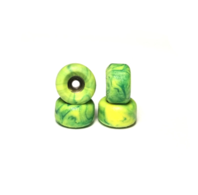 Abstract 105A Conical Swirl Urethane Fingerboard Wheels - Green/Yellow