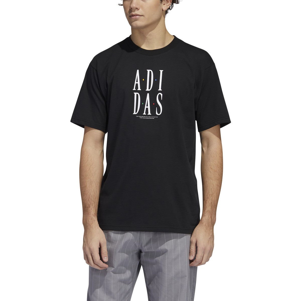 Black Stacked Adidas Tee Front