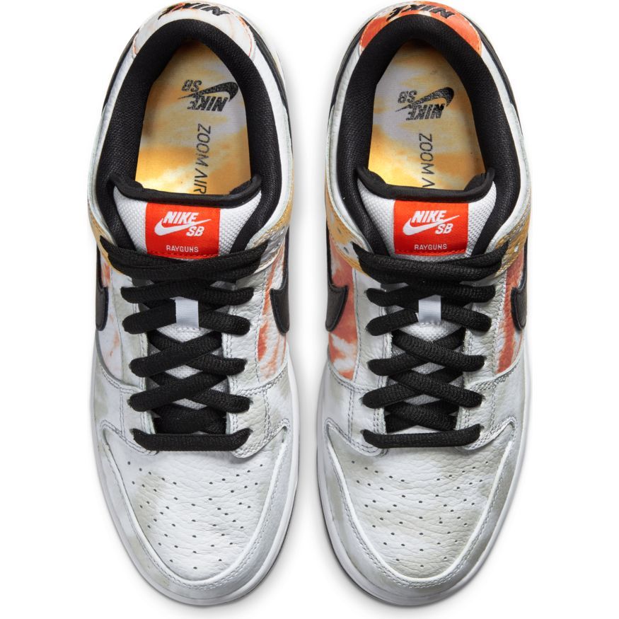 Nike SB Dunk Low Pro QS Tie Dye Raygun Skate Shoes - White/Bback-Orange Flash