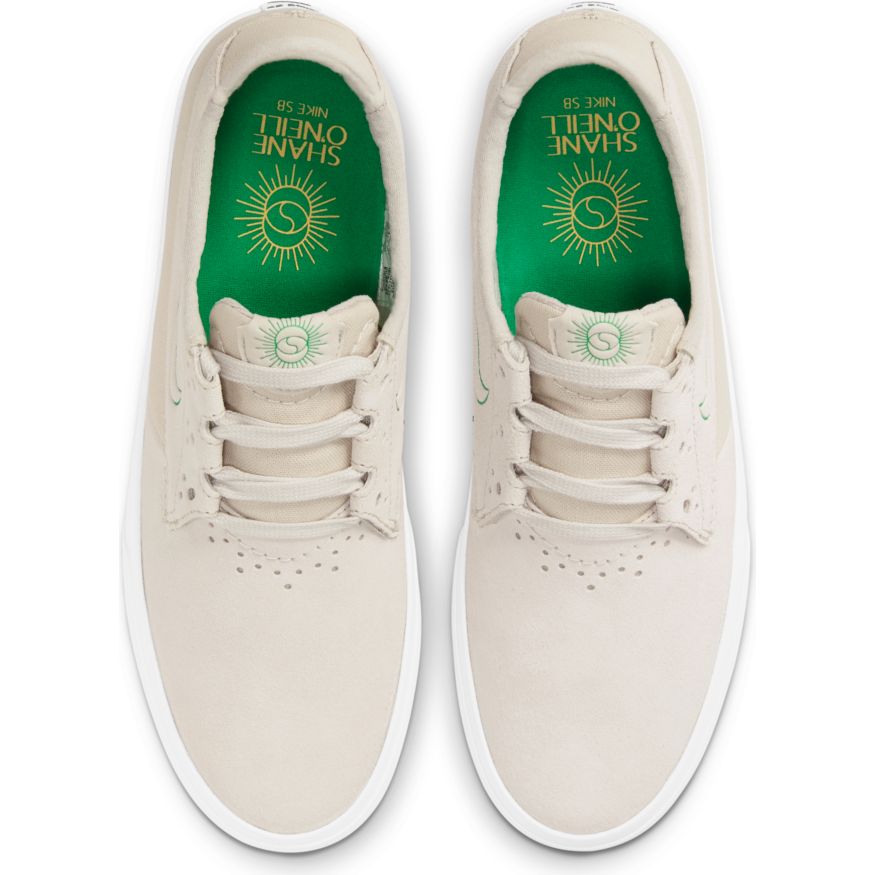 White/Lucky Green Shane O'Neill Nike Sb Pro Skateboard Shoe Top