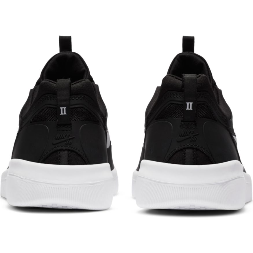 Black/White Nyjah Free 2 Nike SB Skateboarding Shoe Back