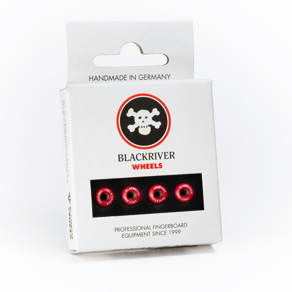Red Blackriver Street Dogs Fingerboard Wheels Packaging