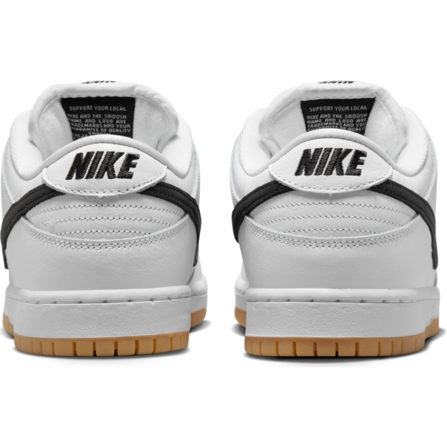 White Leather Dunk Low Pro Nike SB Skate Shoe Back