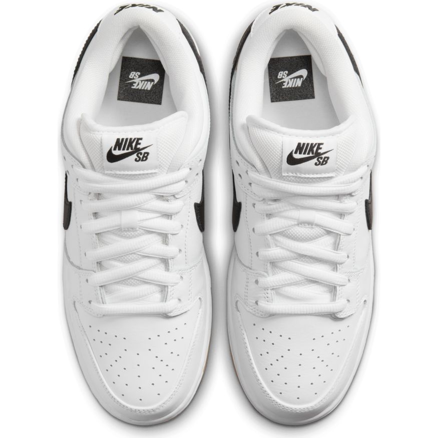 White Leather Dunk Low Pro Nike SB Skate Shoe Top