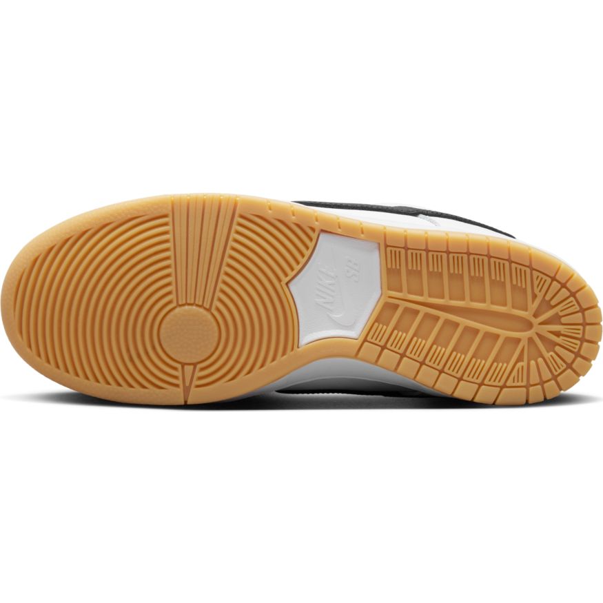 White Leather Dunk Low Pro Nike SB Skate Shoe Bottom