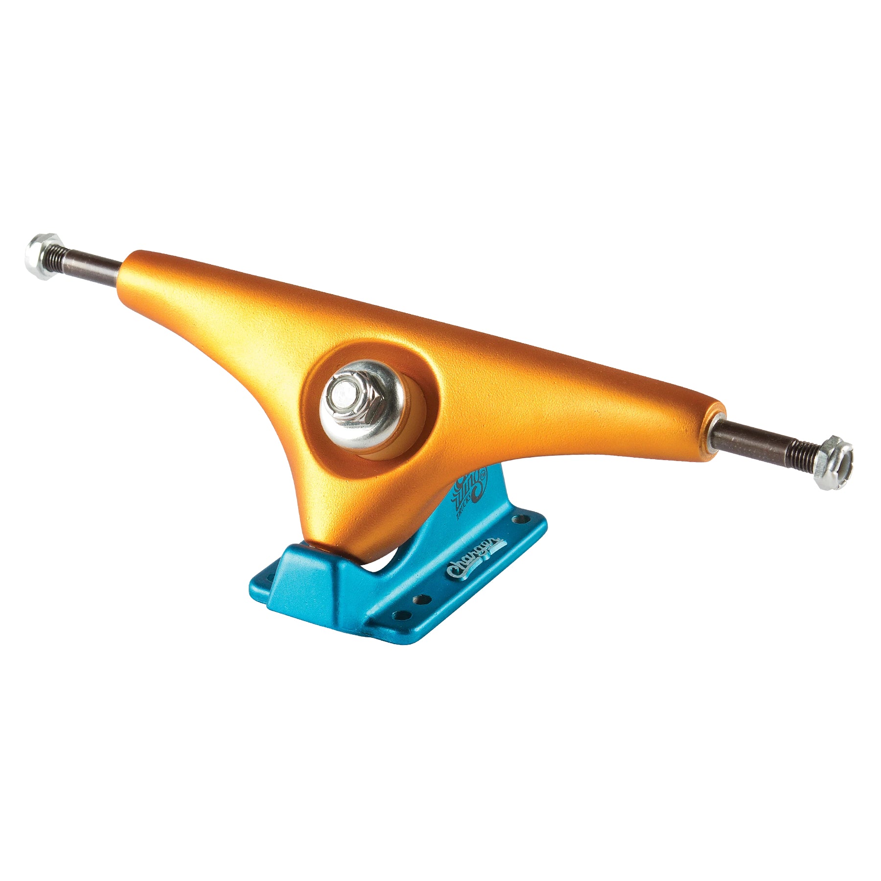 50° Orange and Blue Gullwing Charger Longboard Trucks
