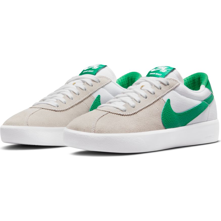 White/Lucky Green Bruin React Nike SB Skateboarding Shoe Front