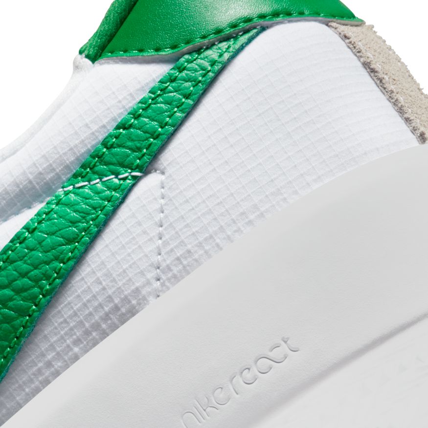 White/Lucky Green Bruin React Nike SB Skateboarding Shoe Detail