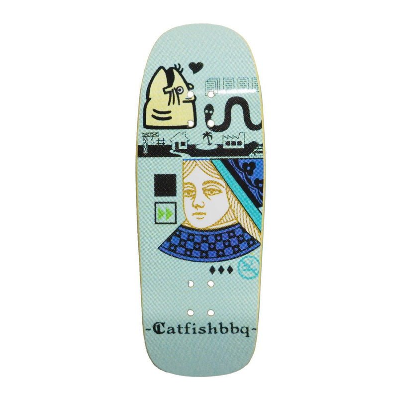 Catfishbbq Her Majesty Fingerboard Deck Boxhead Shape - Teal