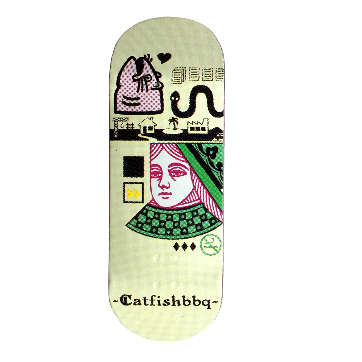 Catfishbbq Her Majesty Fingerboard Deck (Freshwater) - Yellow