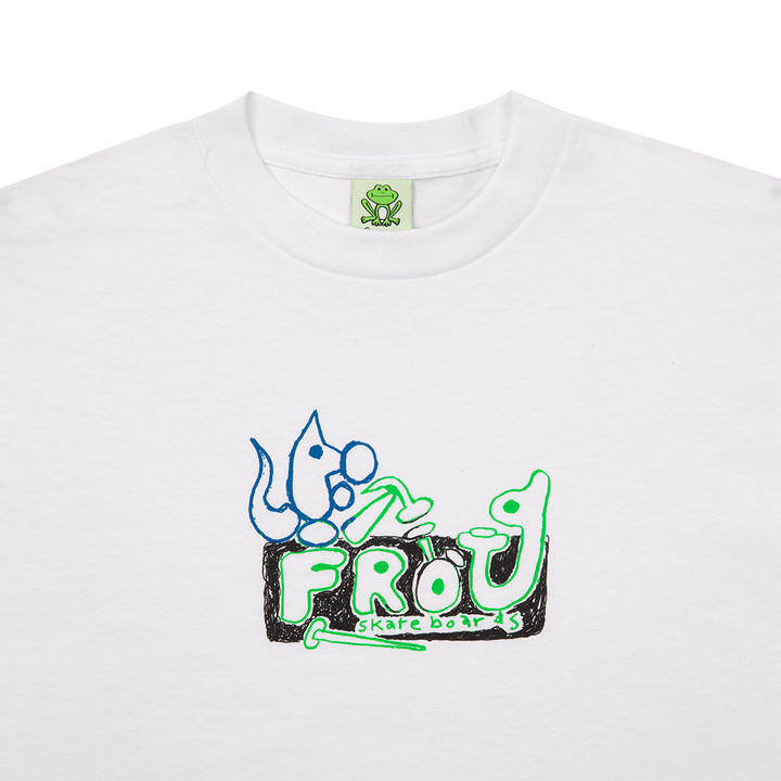 White Chipmunk Logo Frog Skateboard Shirt Detail