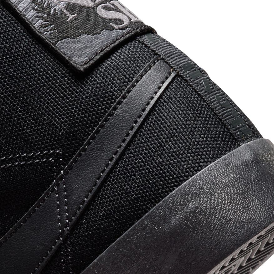 Black Premium Nike SB Blazer Mid Skateboarding Shoe Detail