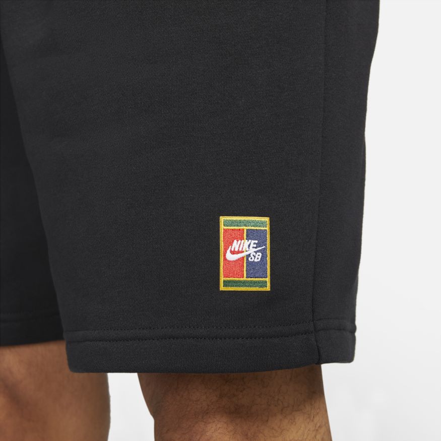 Black Graphic Fleece Nike SB Sweat Shorts Detail