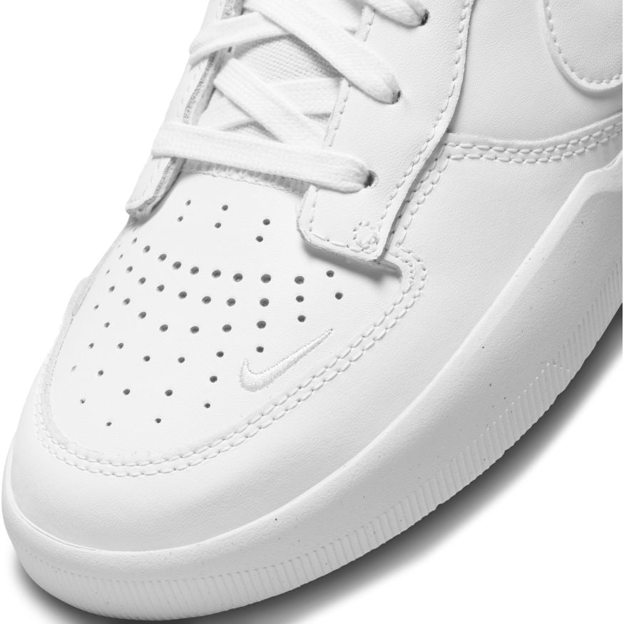 White Leather Force 58 Premium Nike SB Skateboarding Shoe Detail