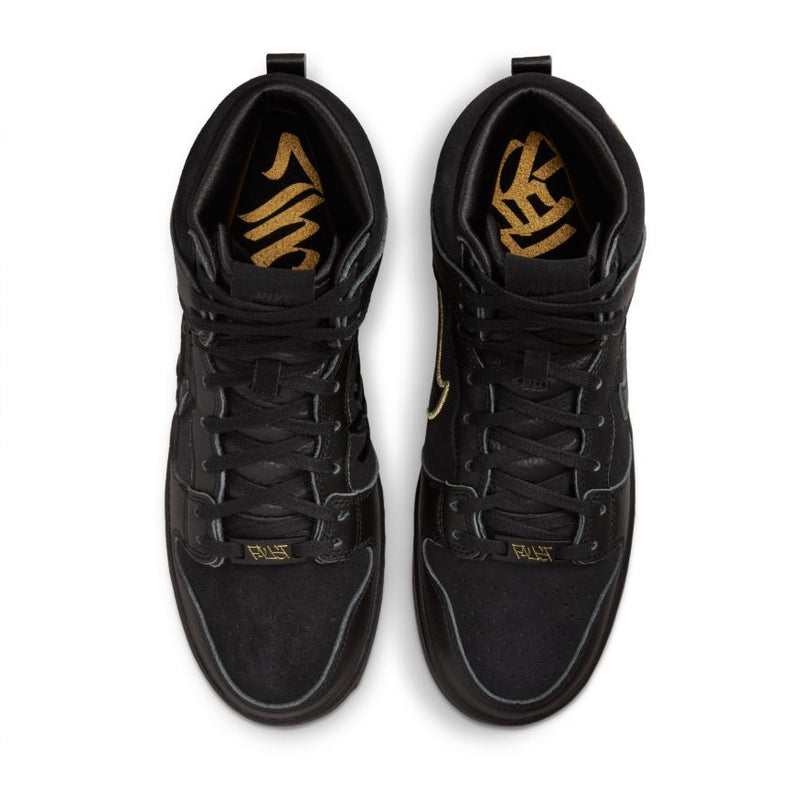Faust Black Leather Nike SB Dunk High Pro Skateboard Shoe Top