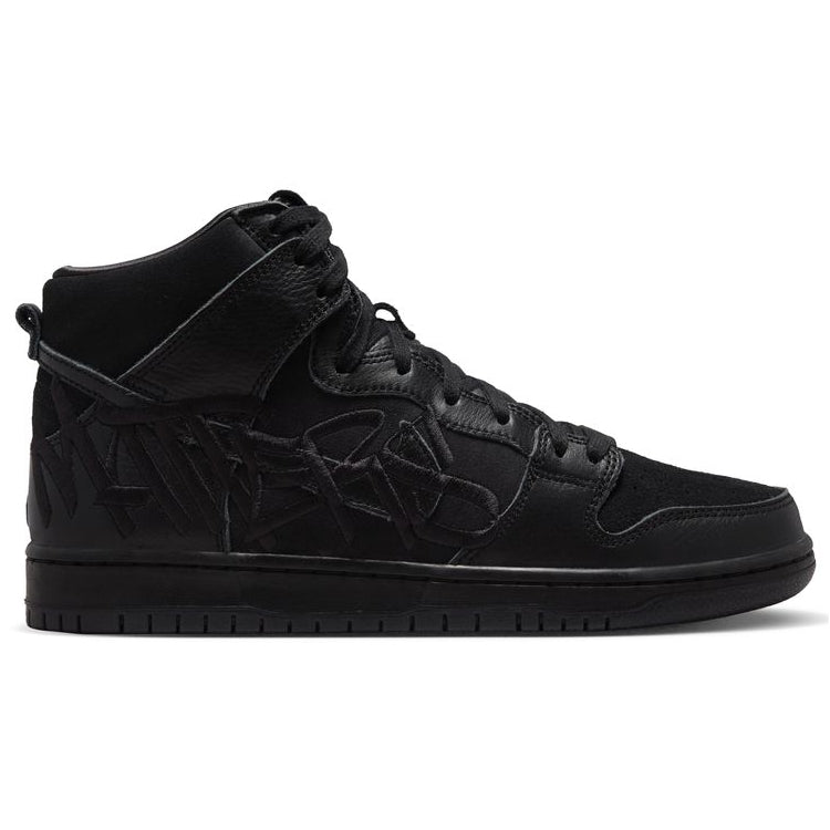 Faust Black Leather Nike SB Dunk High Pro Skateboard Shoe