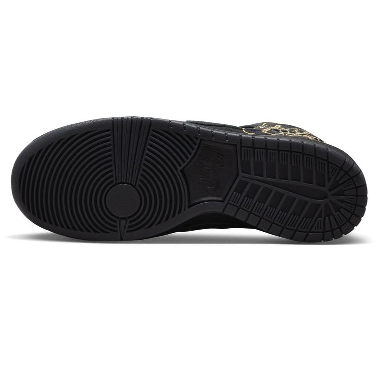 Faust Black Leather Nike SB Dunk High Pro Skateboard Shoe Bottom