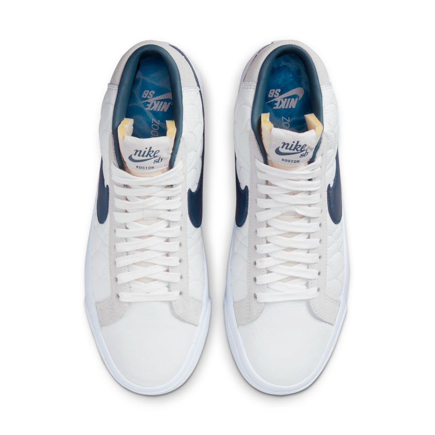 Eric Koston White Nike SB Blazer Mid Skate Shoe Top
