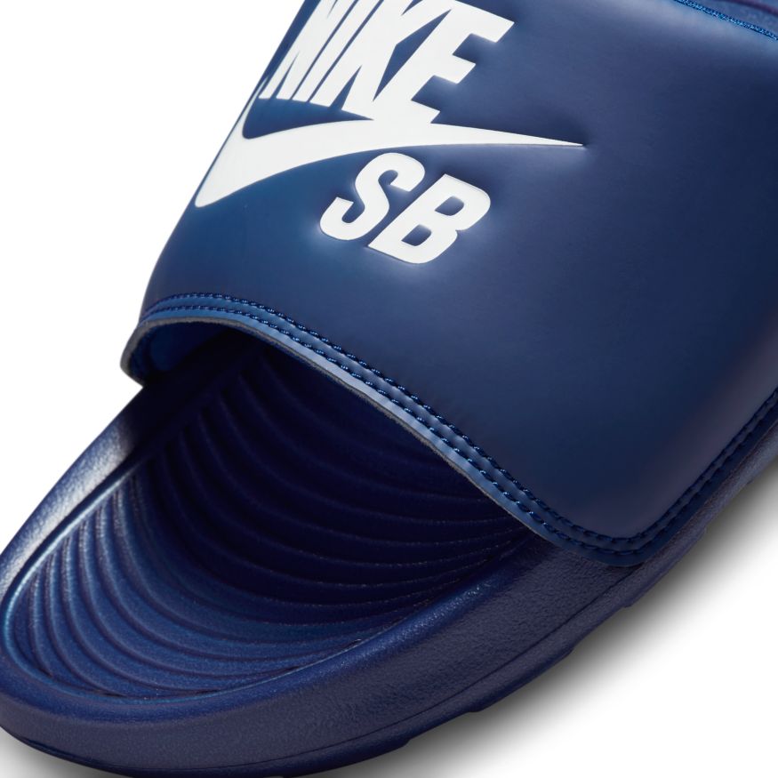 Deep Royal Blue Victori One Nike SB Slides Detail