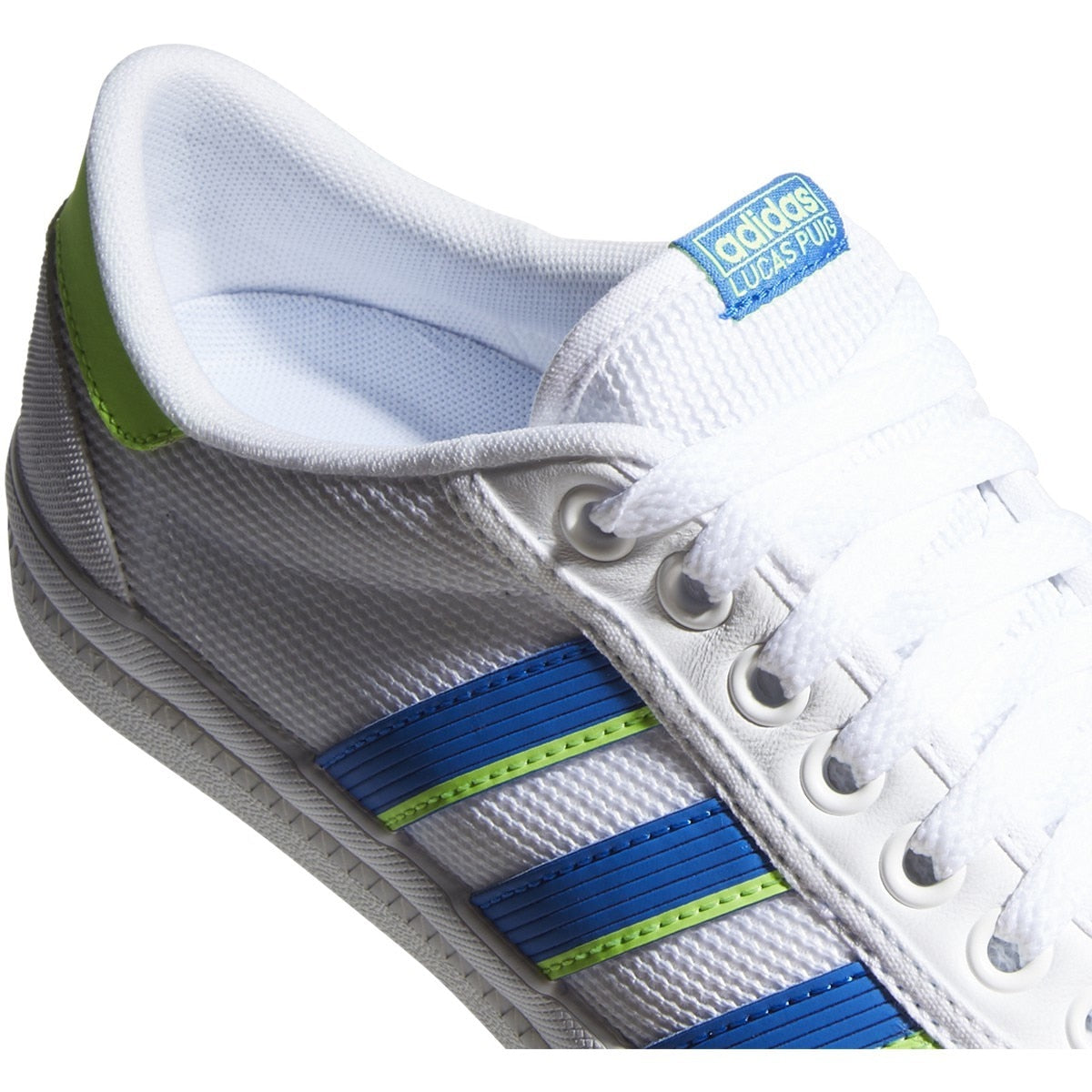 Adidas Lucas Premiere Skateboard Shoes - White/Glory Blue/Signal Green