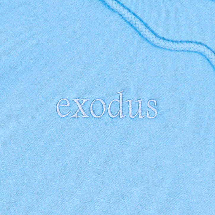 Exodus Clean Embroidered Hoodie - Blue Aqua
