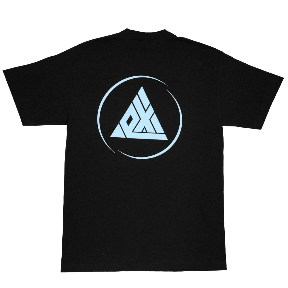 Exodus Offset Circle Logo Tee -  Black/Light Blue