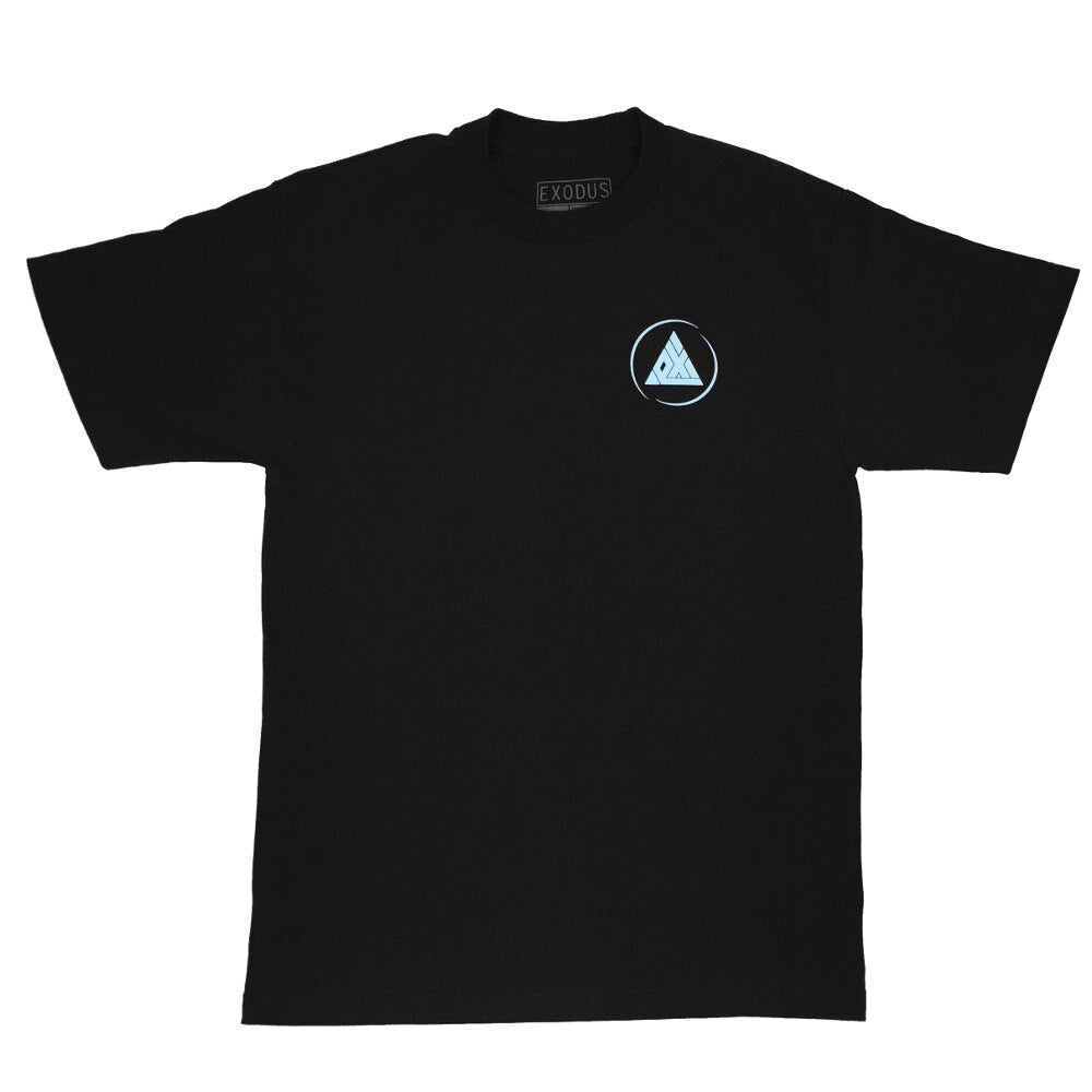 Exodus Offset Circle Logo Tee -  Black/Light Blue