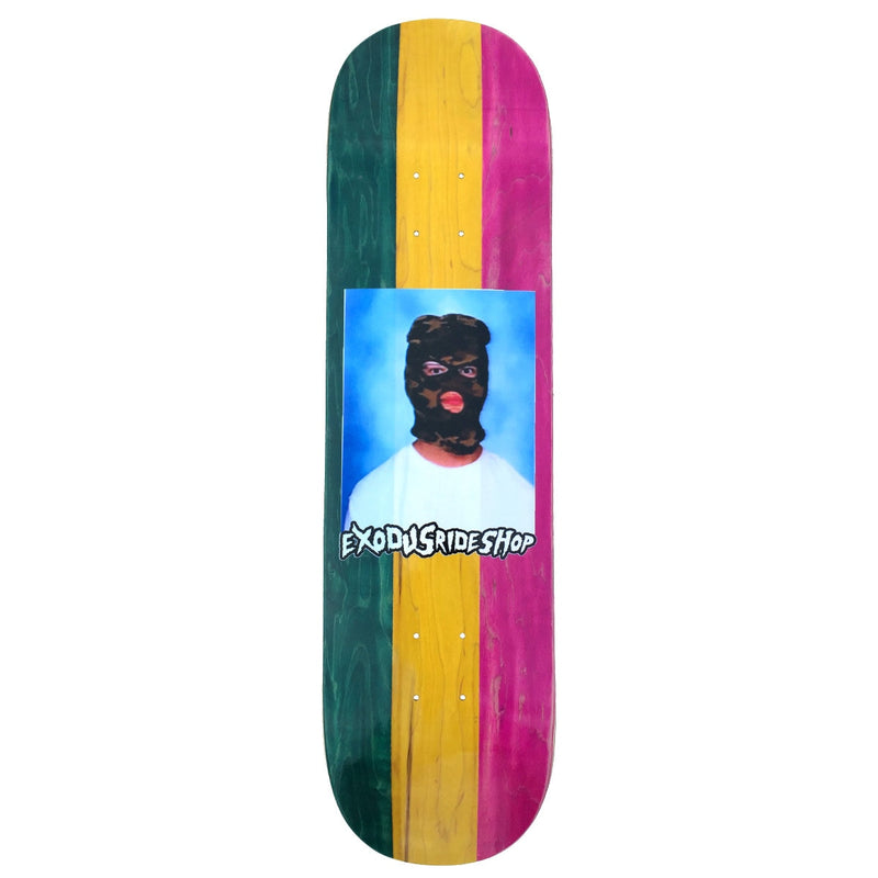 Exodus Ski Mask Full Skateboard Deck - Green/Yellow/Pink
