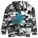 Exodus T1 Logo Pullover Hoodie - Snow Camo/Teal