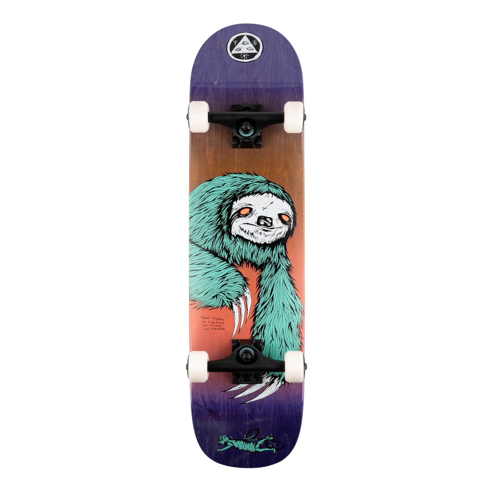 Purple Stain Welcome Sloth Complete Skateboard