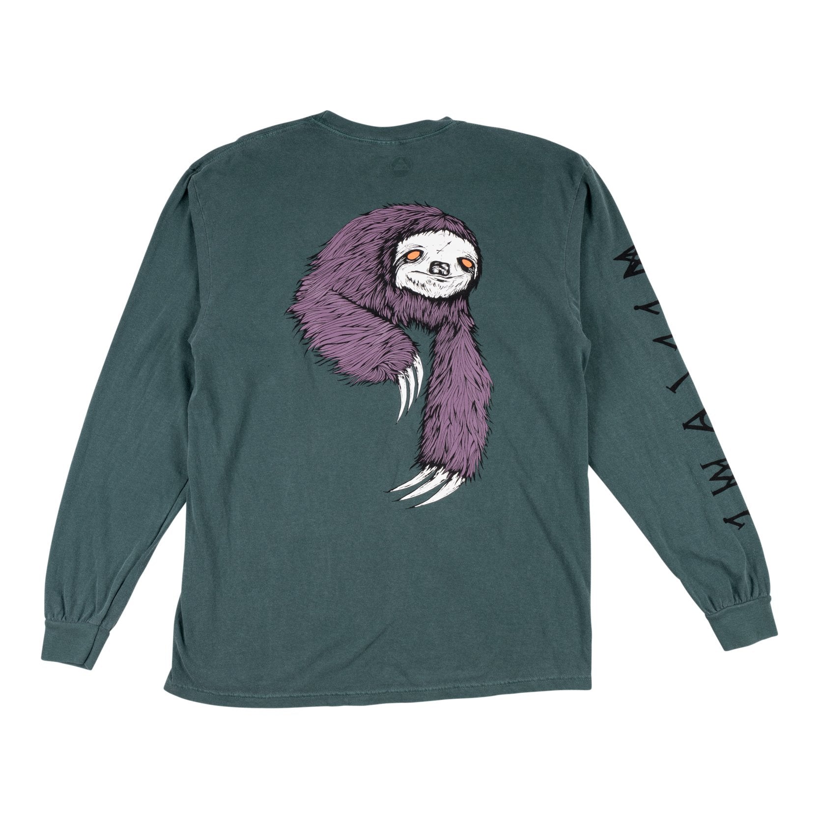 Dyed Spruce Sloth Welcome Long Sleeve T-Shirt Back