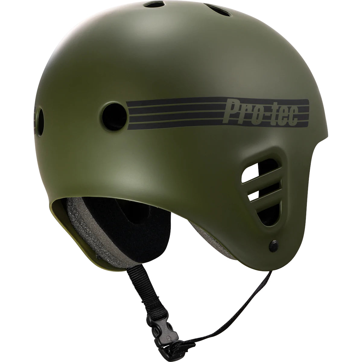 Matte Olive Full Cut Pro-Tec Skate Helmet Back
