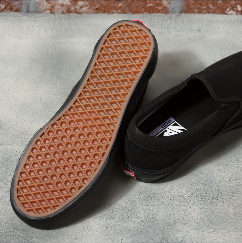 Black Skate Slip-On Vans Skateboard Shoe Bottom