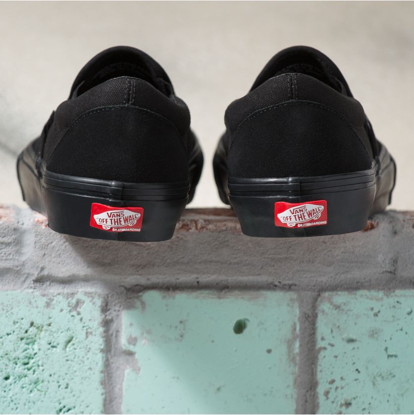 Black Skate Slip-On Vans Skateboard Shoe back