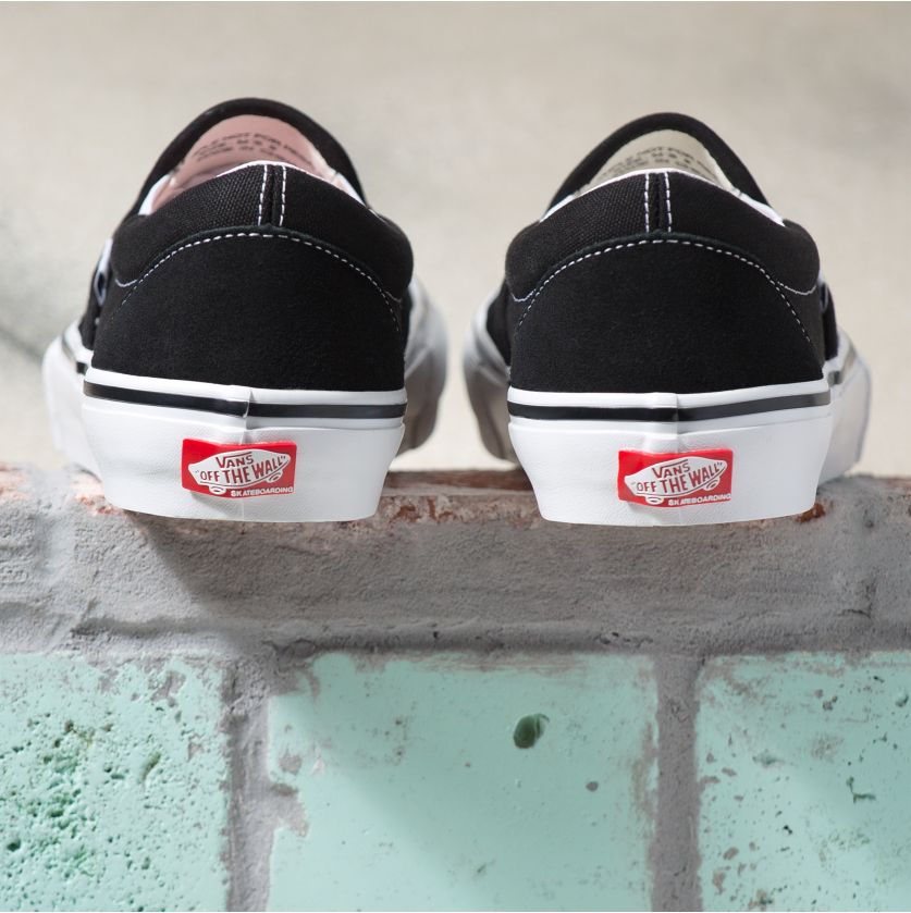 Black/White Skate Slip-On Vans Skateboard Shoe Back