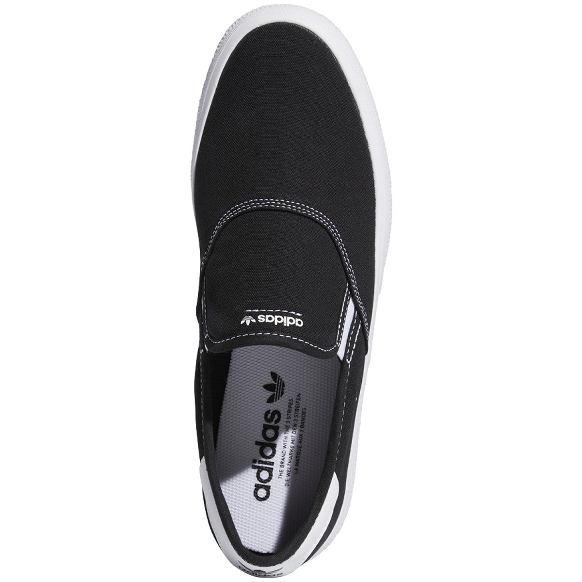 Black/White Canvas 3MC Slip Adidas Skateboarding Shoes Top