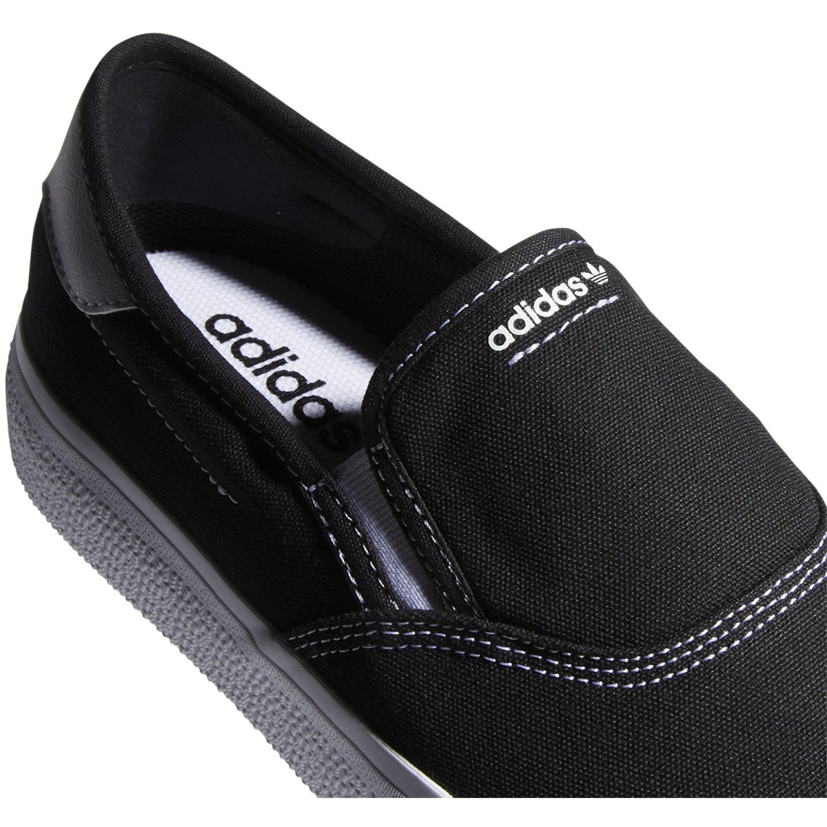 Black/White Canvas 3MC Slip Adidas Skateboarding Shoes Detail