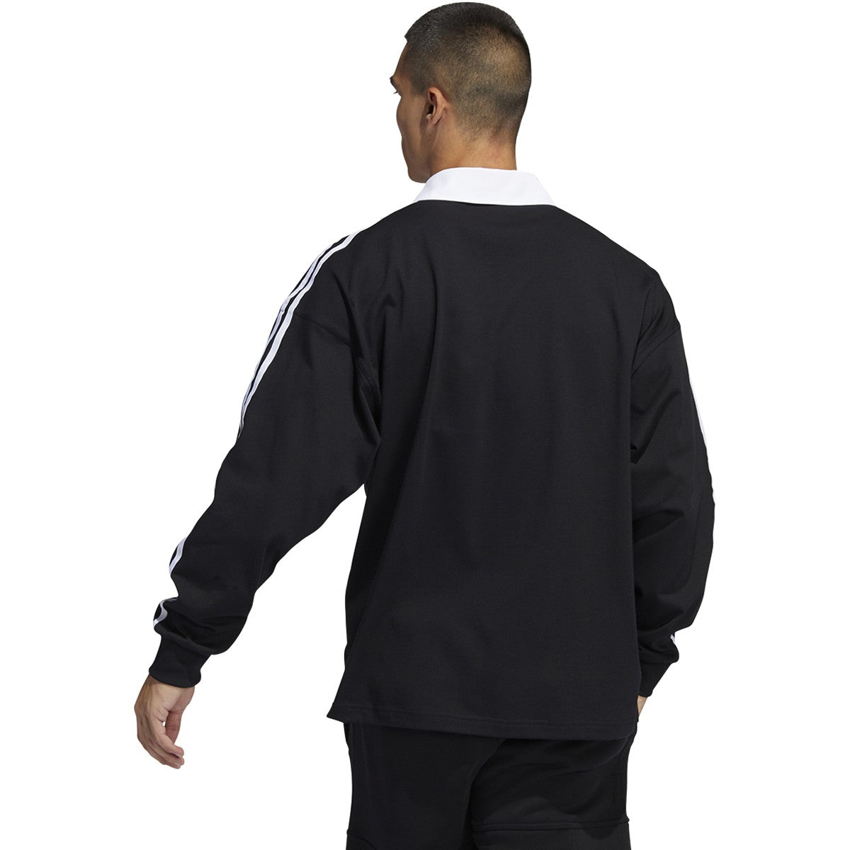 Black/White Adidas Solid Rugby Shirt Back