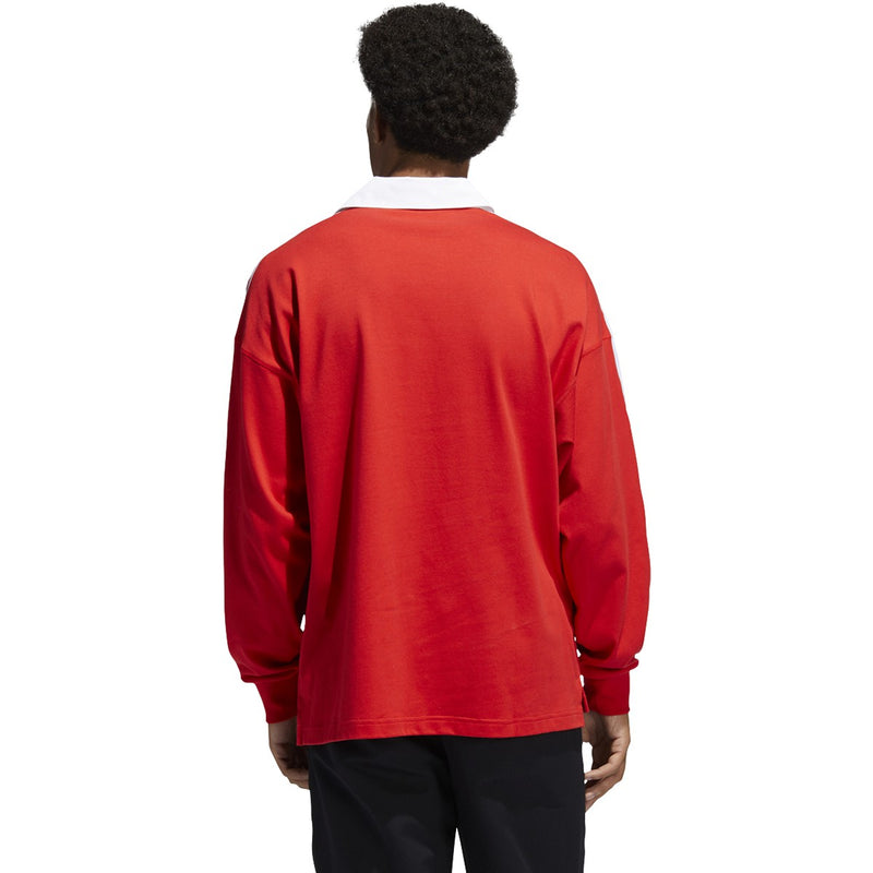 Vivid Red Solid Rugby Adidas Skateboarding Jersey Back