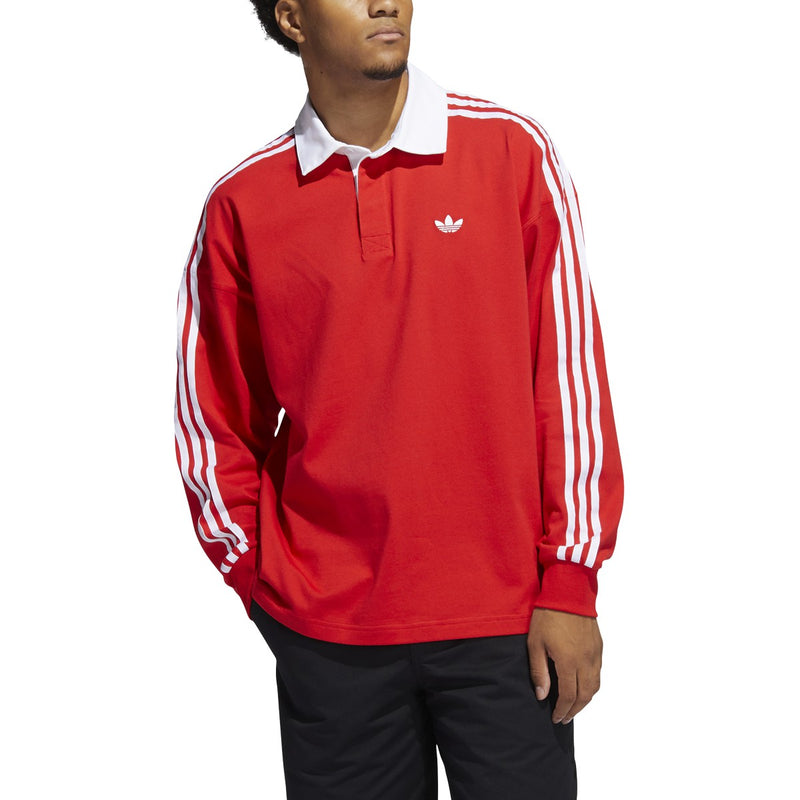 Vivid Red Solid Rugby Adidas Skateboarding Jersey