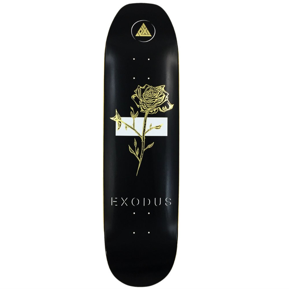 Exodus Anoixi Foil Rose Shaped Skateboard Deck - Black/Gold