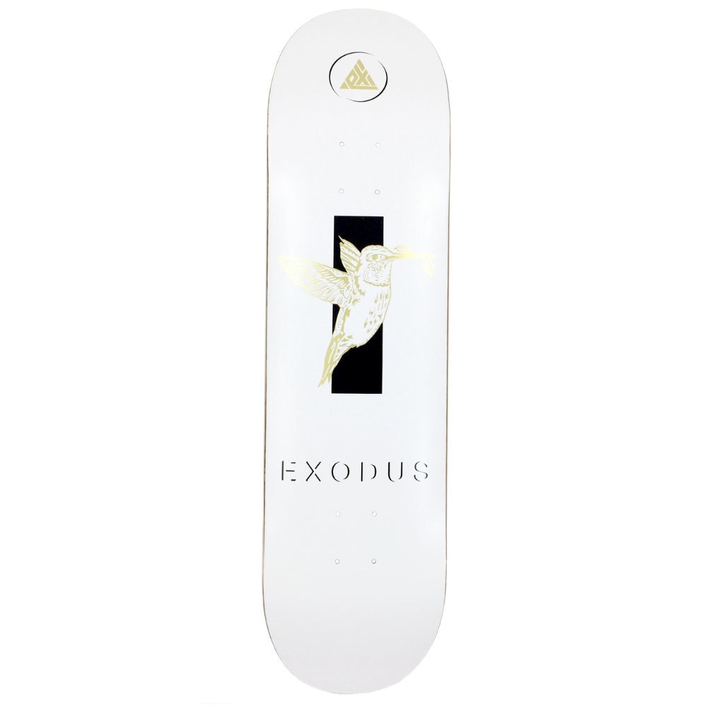 Exodus Anoixi Foil Bird Full Shape Skateboard Deck - White/Gold