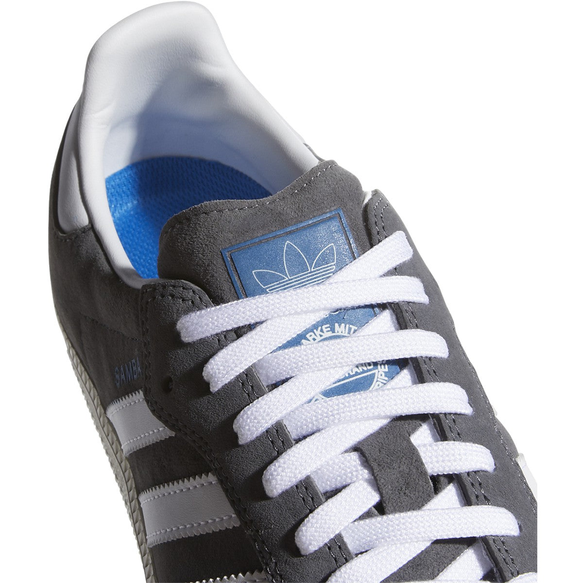 Grey Samba ADV Adidas Skateboarding Shoe Detail