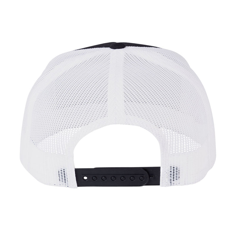 Black and White High Profile Independent Converge Mesh Trucker Hat Back