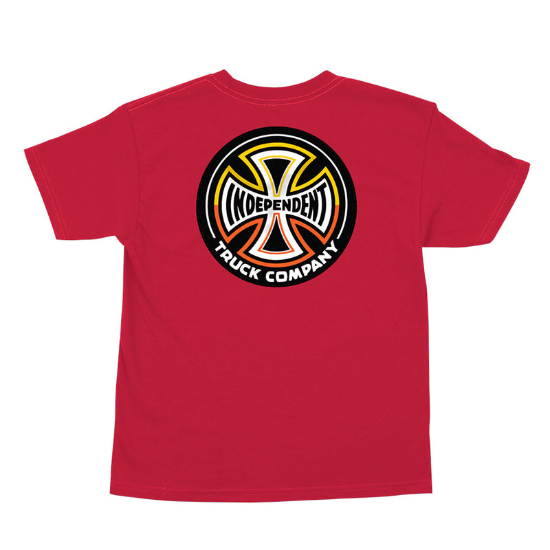 Red Split Cross Youth Independent Trucks T-Shirt Back