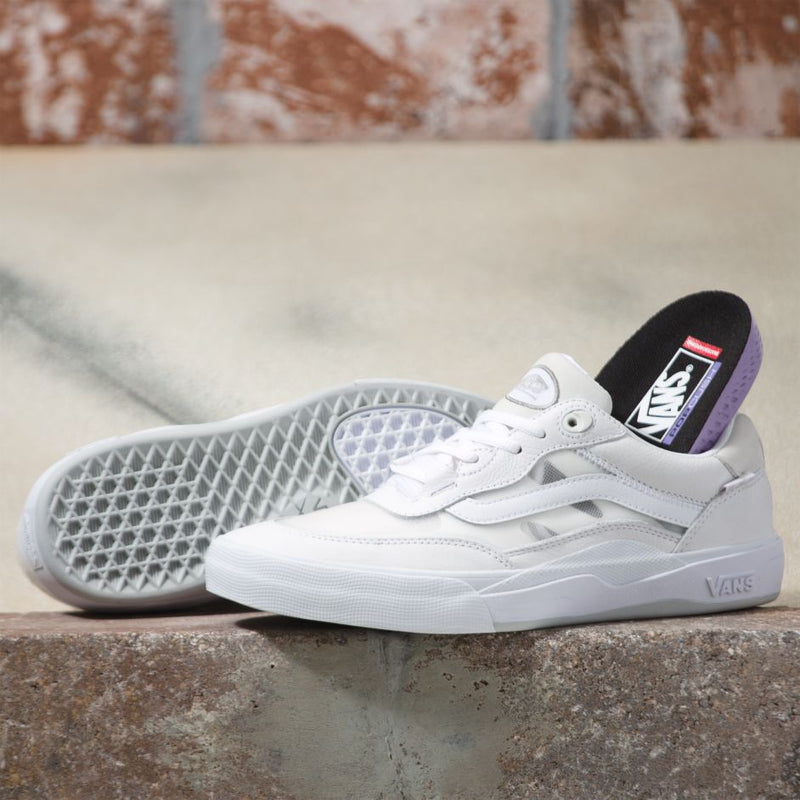White Leather Vans Wayvee Skateboard Shoe