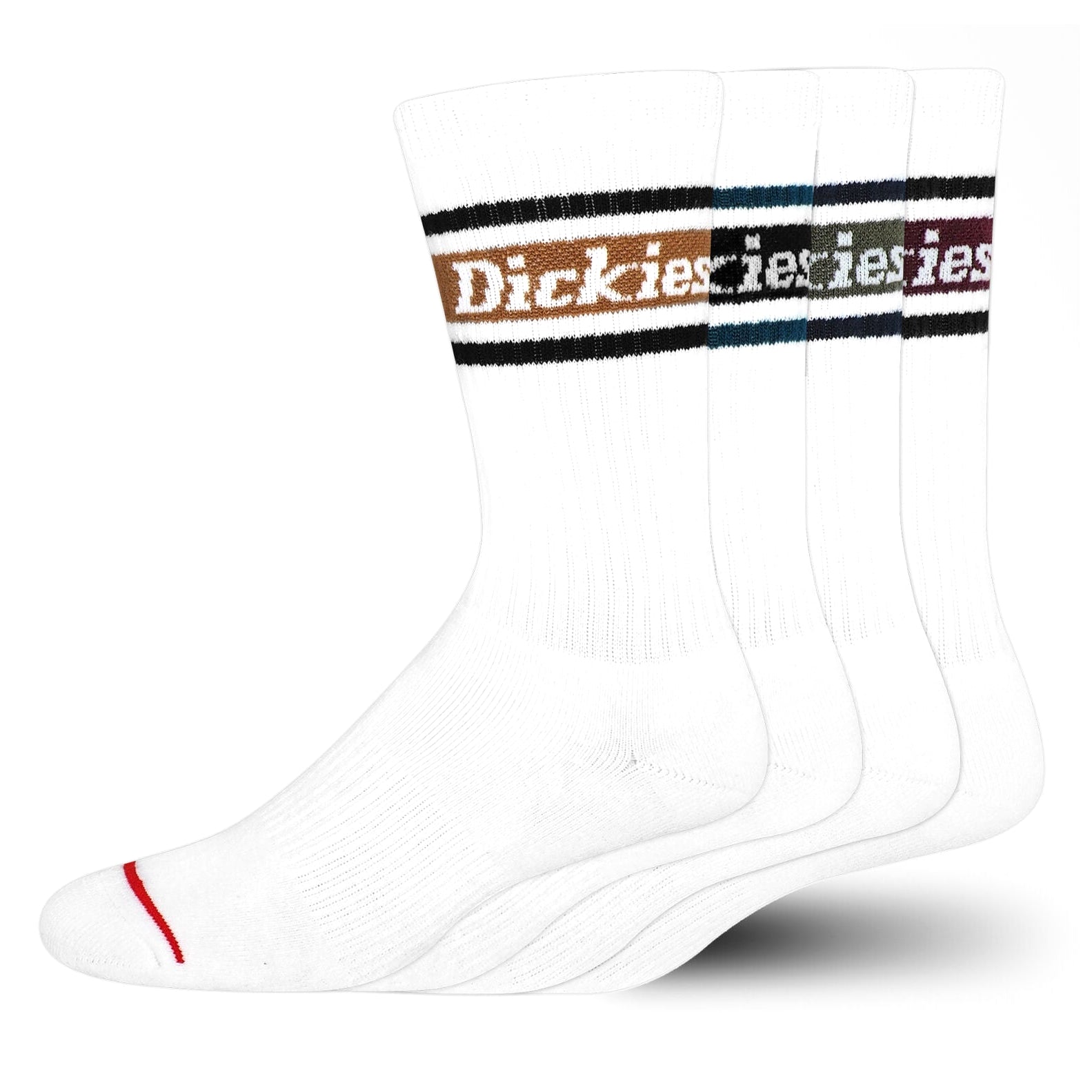 White/Fall Stripe Dickies 4-Pack Crew Socks