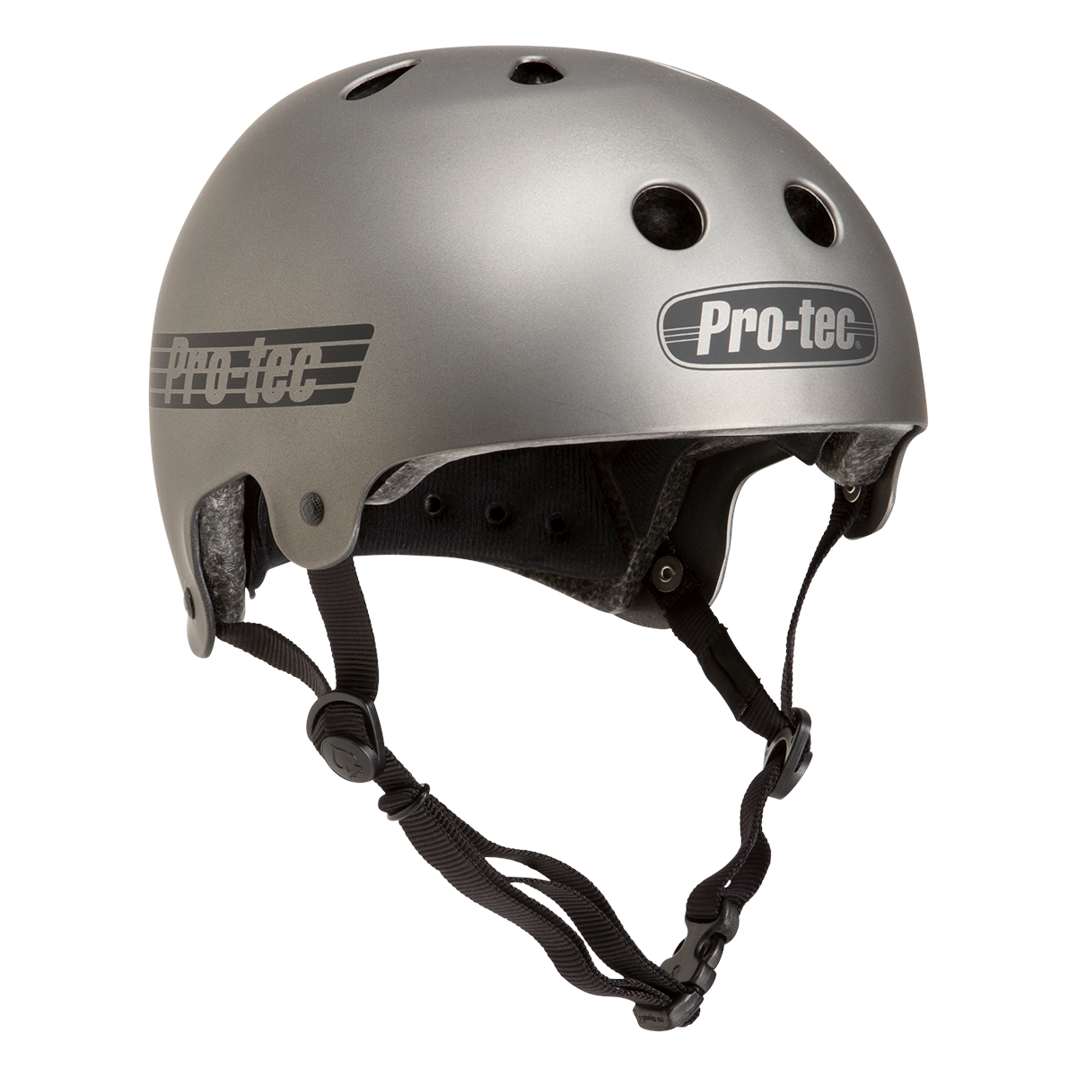 Metallic Gunmetal Certified Old School Pro-Tec Skateboard Helmet